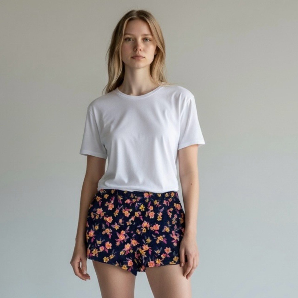 PINK Victoria's Secret Floral Print Blue Pajama‎ Shorts S/P